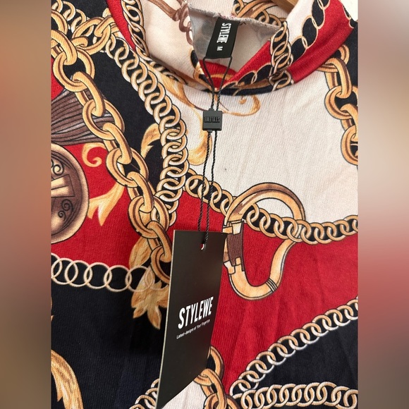 STYLEWE Long Sleeve Low Turtleneck Mini Dress Women Size Medium Chains - Picture 7 of 8